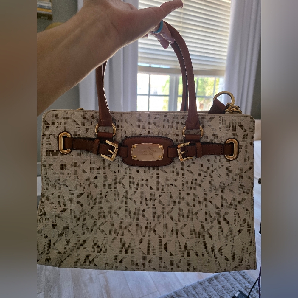 Michael Kors Cream and Brown Monogram Tote